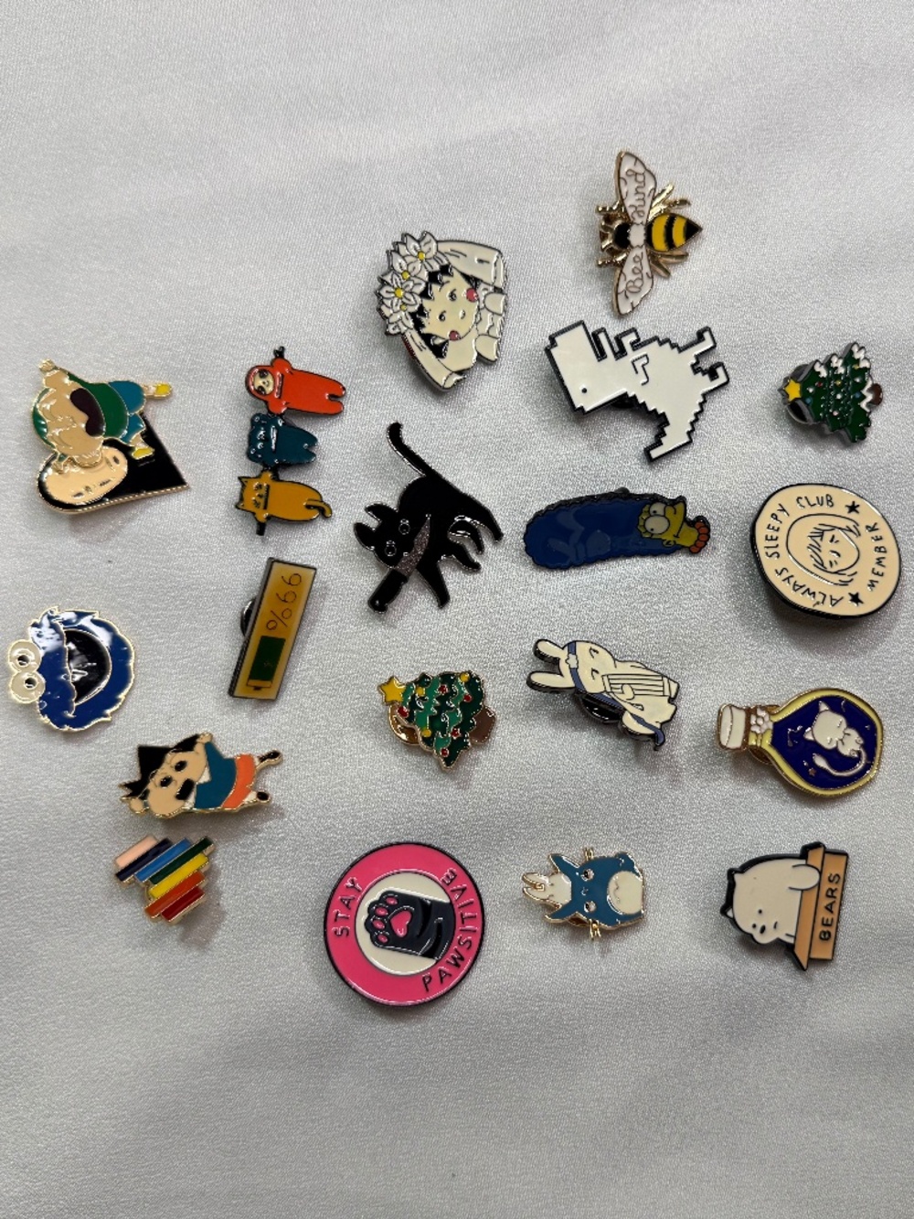 Lot of 19 Assorted Enamel Lapel Pins Cute Cartoon Animals Christmas Kawaii